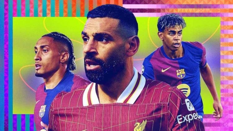 ESPN年度20大邊鋒：薩拉赫最佳，亞馬爾第2，梅西第8&杜埃第14